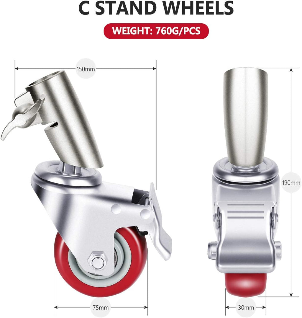 3 Packs Swivel Caster Wheels Set with 75mm Diameter, Durable Metal Construction with Rubber Base Q311154
