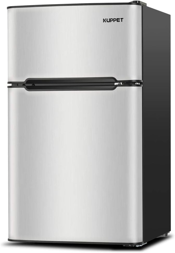 Compact 3.2 Cu.Ft Double Door Stainless Steel Refrigerator G339