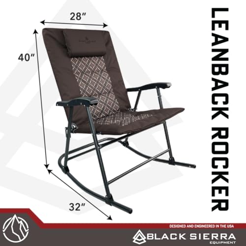 Black XL Oversize Padded Folding Rocking Camping Chair Z903