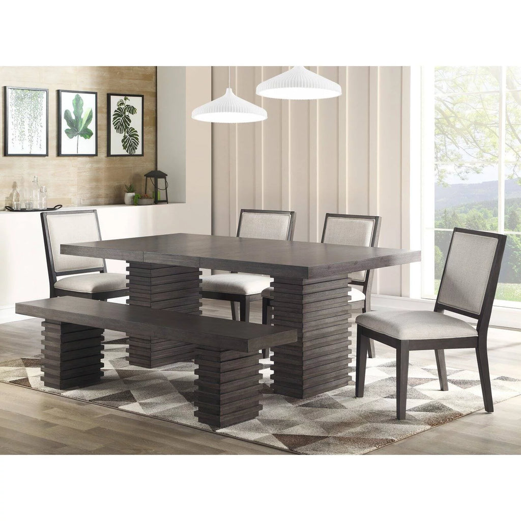 Washed Gray Twin Pedestal Dining Table I855196