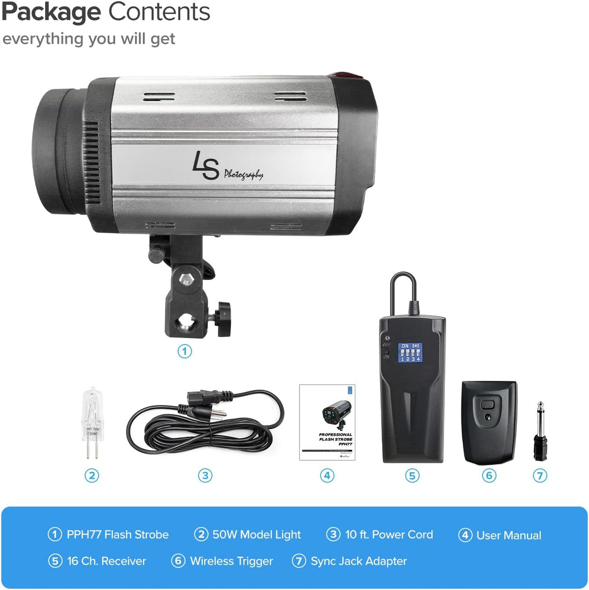 300W 5600K Flash Strobe Monolight with Wireless Trigger & Receiver J21468