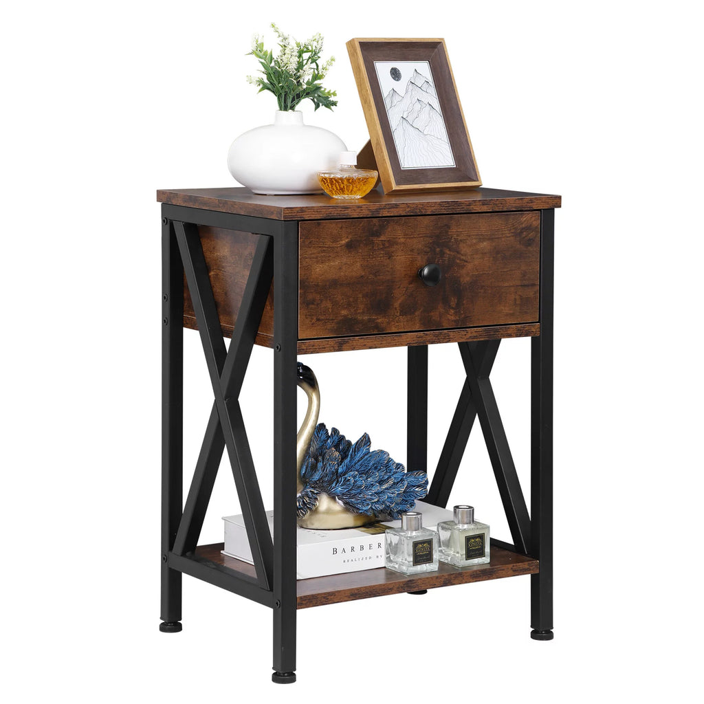 Brown Metal Frame End Table J9551