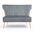 Black Velvet Armless Loveseat Sofa with Golden Metal Legs J59496