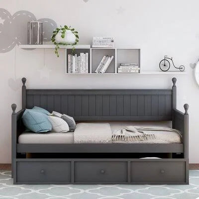 Grey Twin Daybed with 3 Drawers Z6907