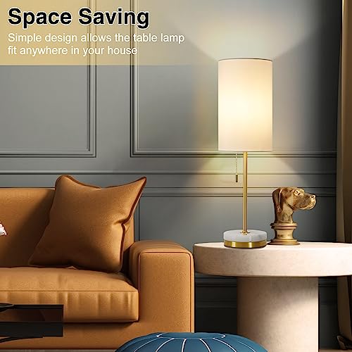 Desk Lamp & Table Lamp Set of 2, Marble Base, Fabric Shade, Gold I730100