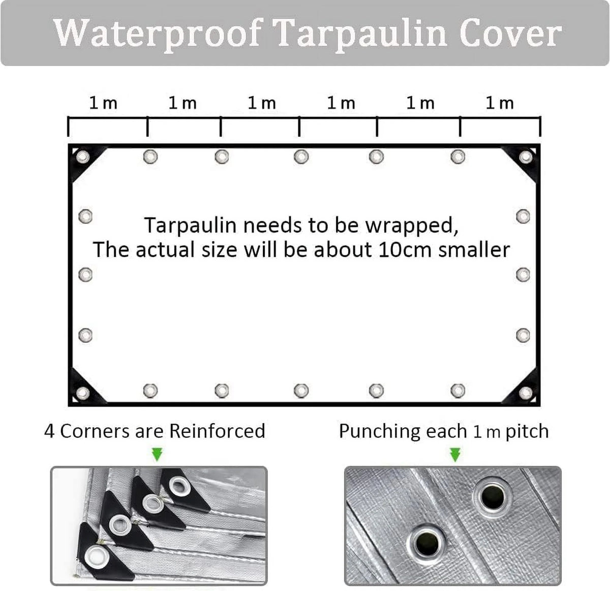 Gray Waterproof Heavy Duty Tarpaulin 13x19.6ft C7345