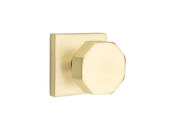 Satin Brass Octagon Knob Privacy Set Y853