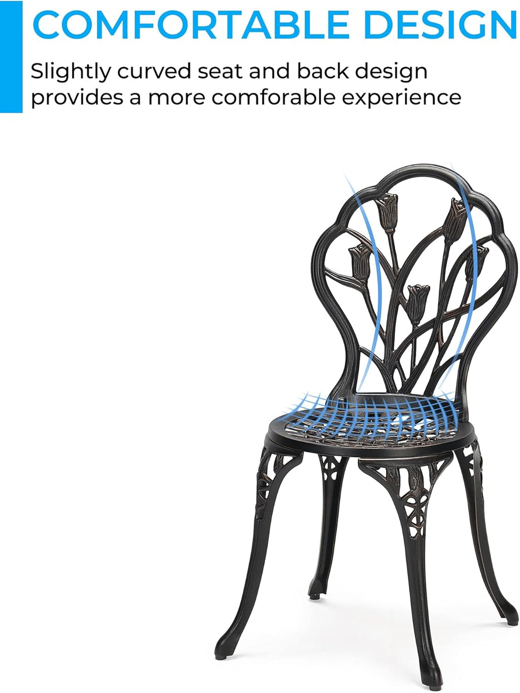 3-Piece Cast Aluminum Patio Bistro Set with Rust-Resistant Table and 2 Chairs K537045