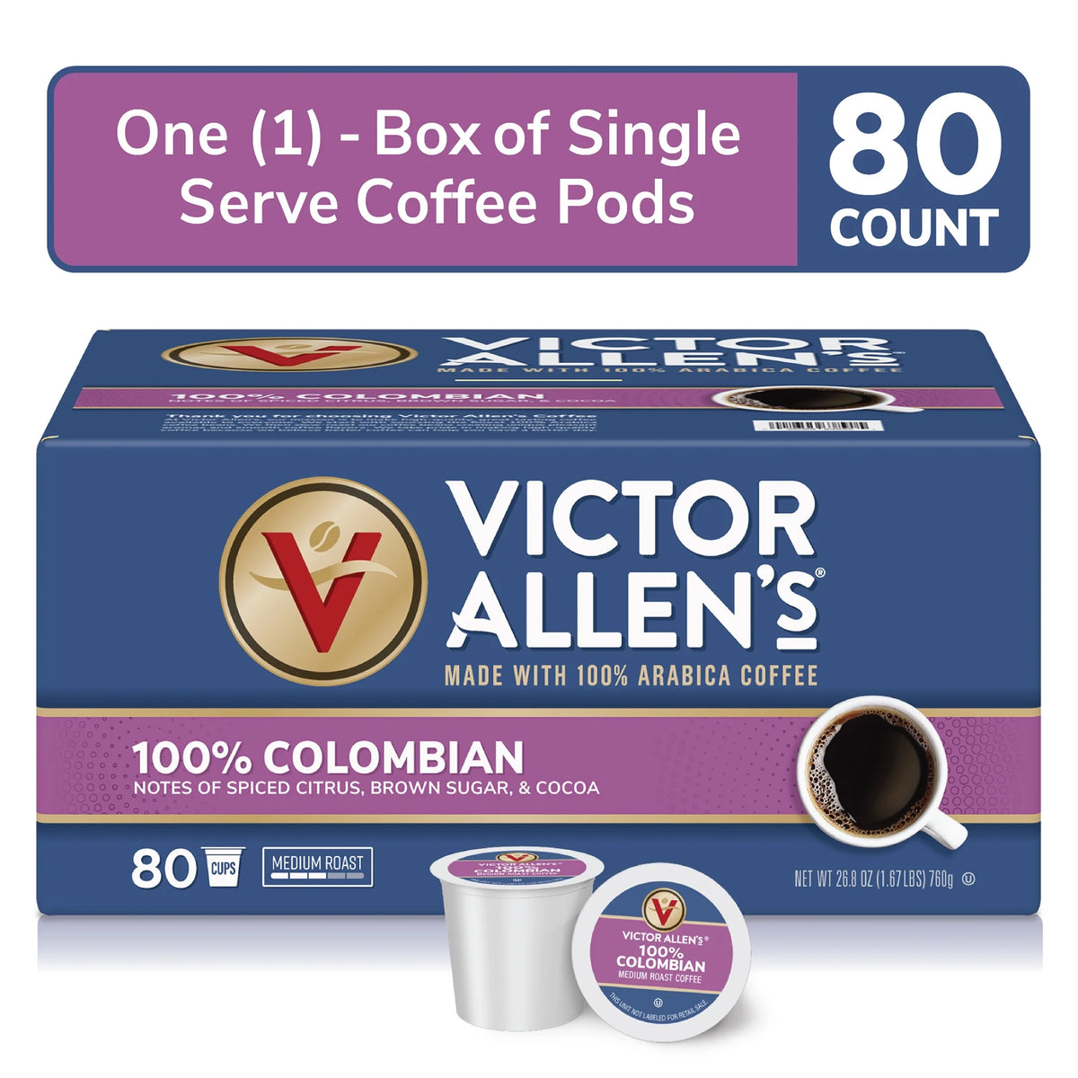 100% Colombian Coffee Single Serve Coffee Pods D539970