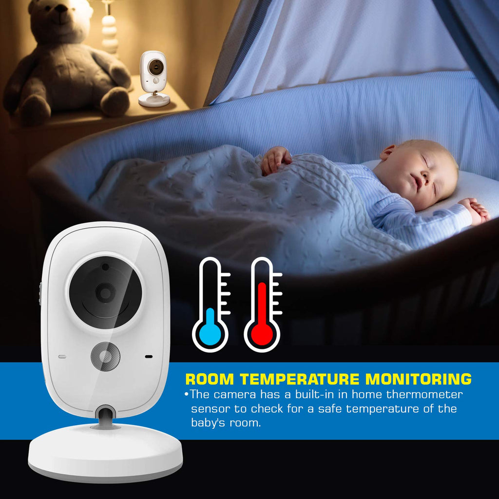 Video Baby Monitor Night Vision Temperature Monitoring Portable 2” Color Screen U10241