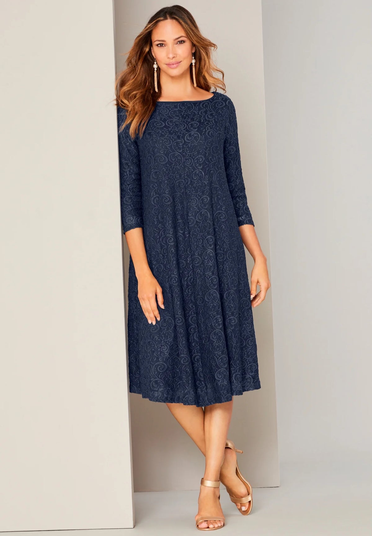 Plus Size Lace Swing Dress G20536