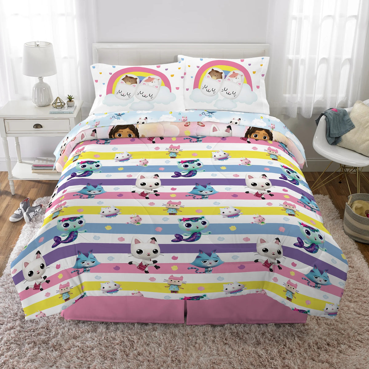 Kids Full Bed in a Bag, Comforter Sheet Set and Tote, Blue Q176902