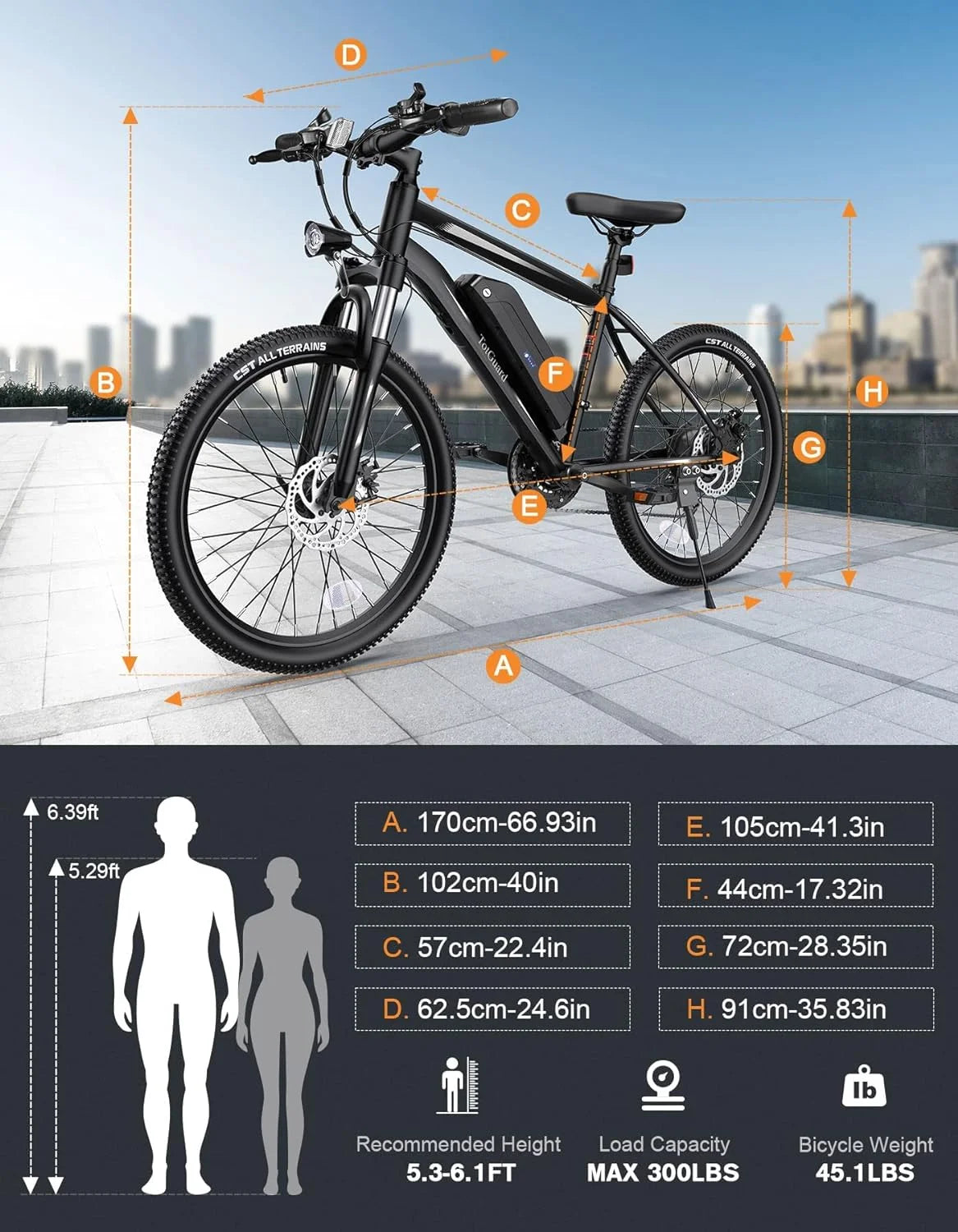 Electric Bike 26'' 350W 36V 10.4Ah 21 Speed Y280717