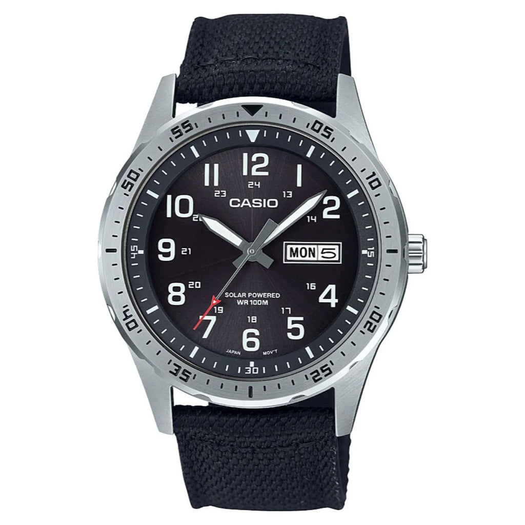 Black Solar Powered Analog Watch with Nylon Strap G13631