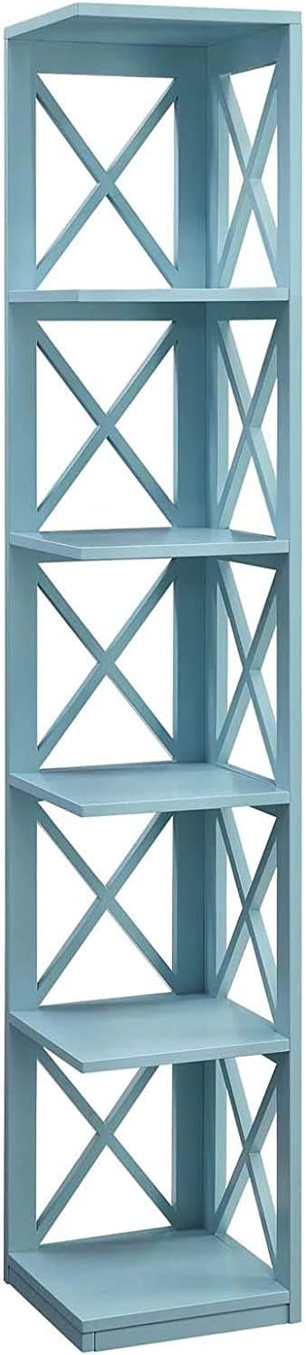 5 Tier Corner Bookcase, Gray X7349