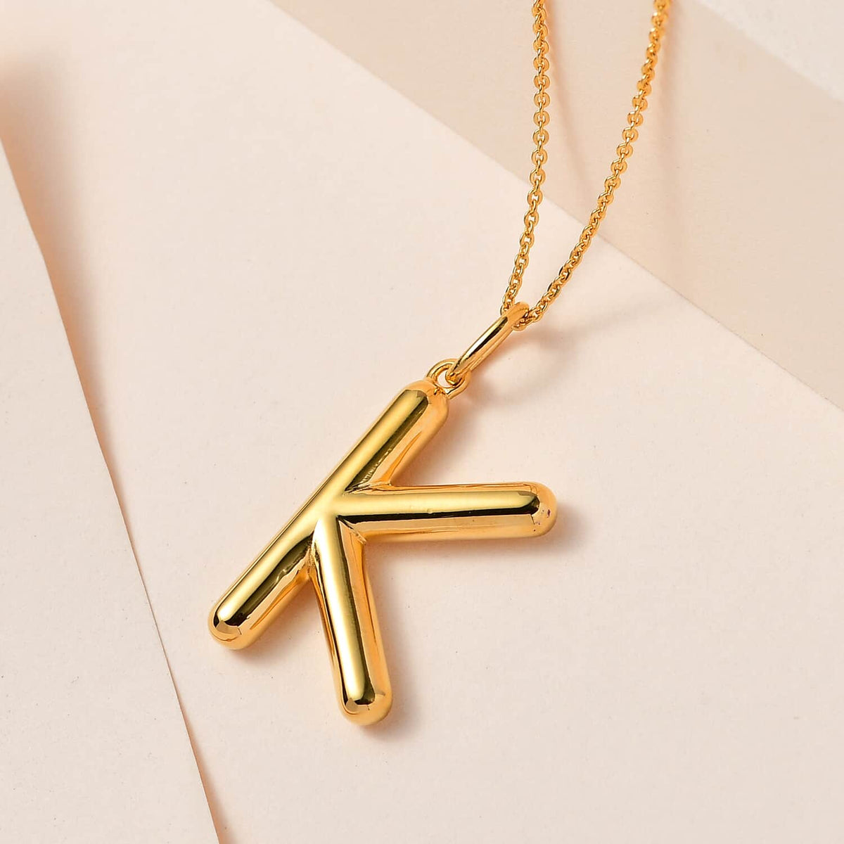 925 Sterling Silver Vermeil Yellow Gold Plated Initial K Pendant Necklace 20" 7.25 Grams Z95787