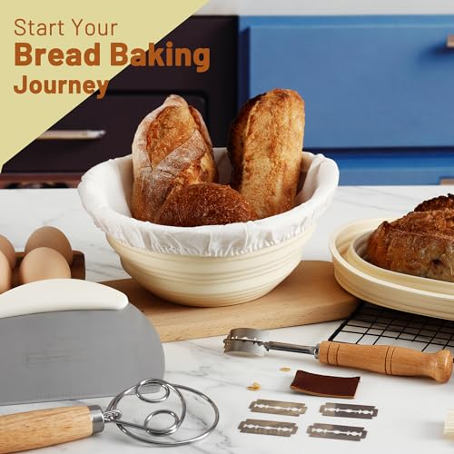 9.5 Inch Round & 10.5 Inch Oval Foldable Sourdough Bread Proofing Basket with Linen Liner Y804