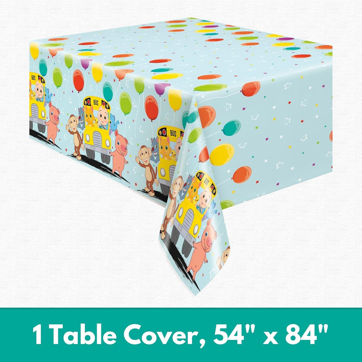 Cocomelon Birthday Decorations Pack for 8 Guests - Plates and Napkins, Tablecloth, Checklist - Party Decorations, Party Supplies V460