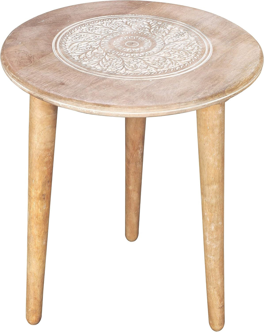 Solid Wood Hand Carved Octagonal Accent Table 15 Inch R428