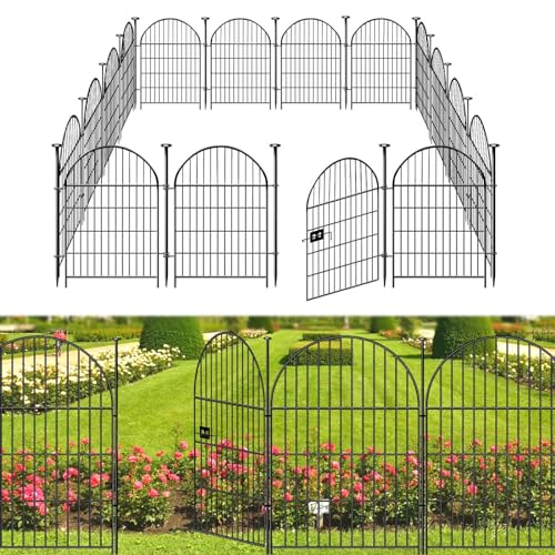 36 in x 17.5 Ft 8 Panels Arched Rustproof Metal Garden Fence O34096