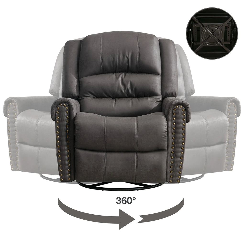 Gray PU Leather Swivel Recliner Chair with Massage and Heat O449