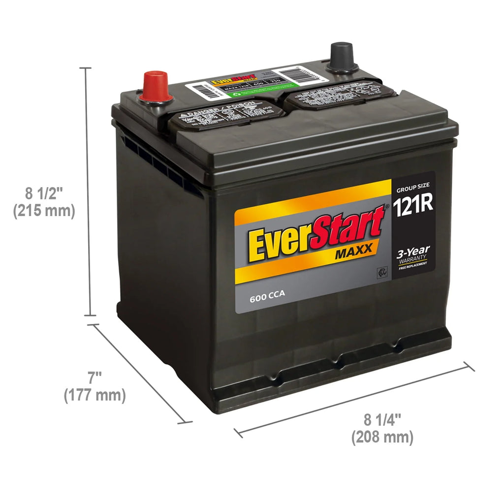 Lead Acid Automotive Battery, Group Size 121R 12 Volt, 600 CCA A635029
