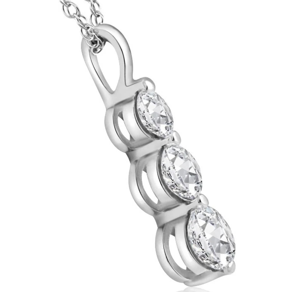 14k White Gold Three Stone Diamond Pendant F554779