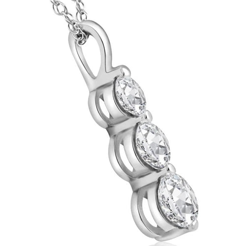 14k White Gold Three Stone Diamond Pendant F554779