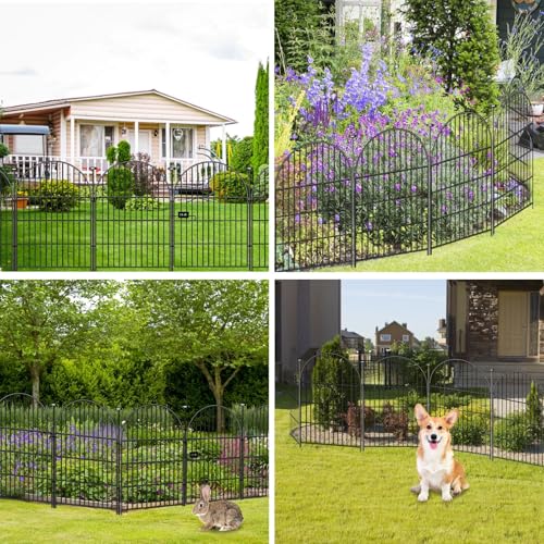 36 in x 17.5 Ft 8 Panels Arched Rustproof Metal Garden Fence O34096