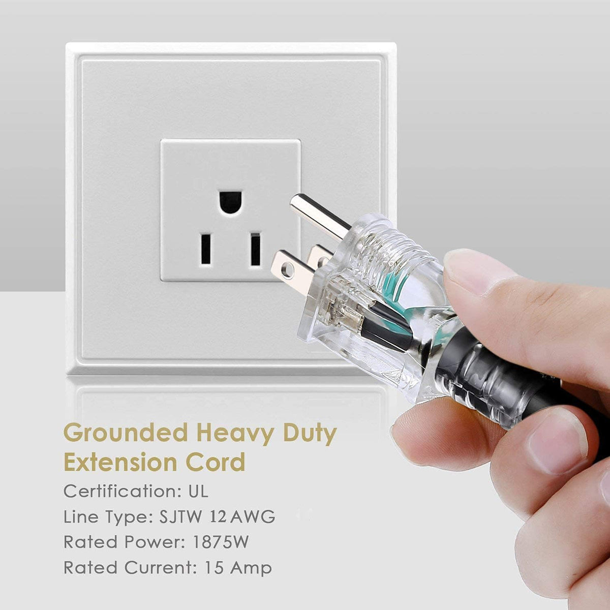 50FT 12 Gauge Indoor/Outdoor Power Extension Cord with Eleven Outlet U7911