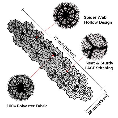 Black Lace Spider Web Table Runners 10 Packs 18x72inch M9833