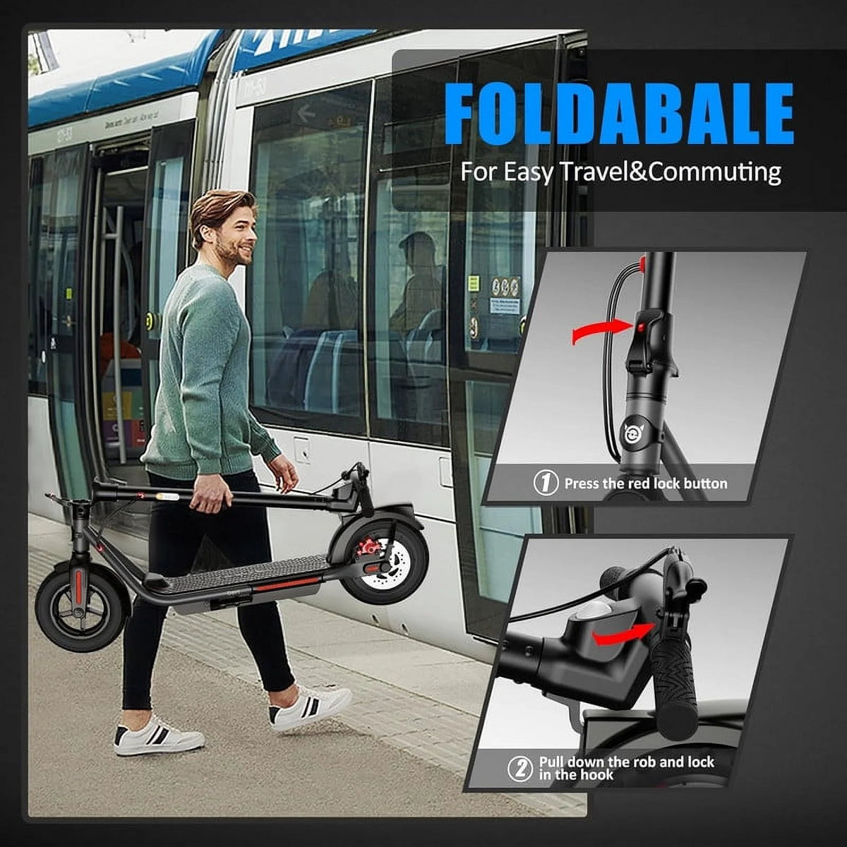 Foldable Electric Scooter 8.5 Solid Tires 19Mph H80702