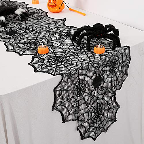 Black Lace Spider Web Table Runners 10 Packs 18x72inch M9833