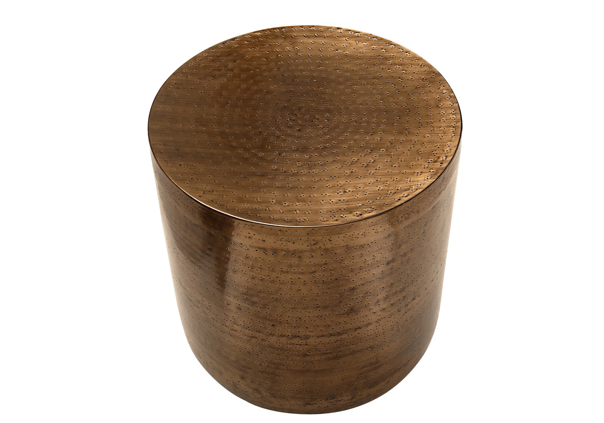Copper Metal Drum Accent Table T236562