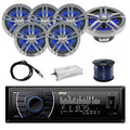 Marine Receiver Stereo with 2-Way 180W 6.5" Loud-SPKR, 3-Pairs, Antenna, 4-Chan Amplifier & 50' 16G SPKR Wire H267270