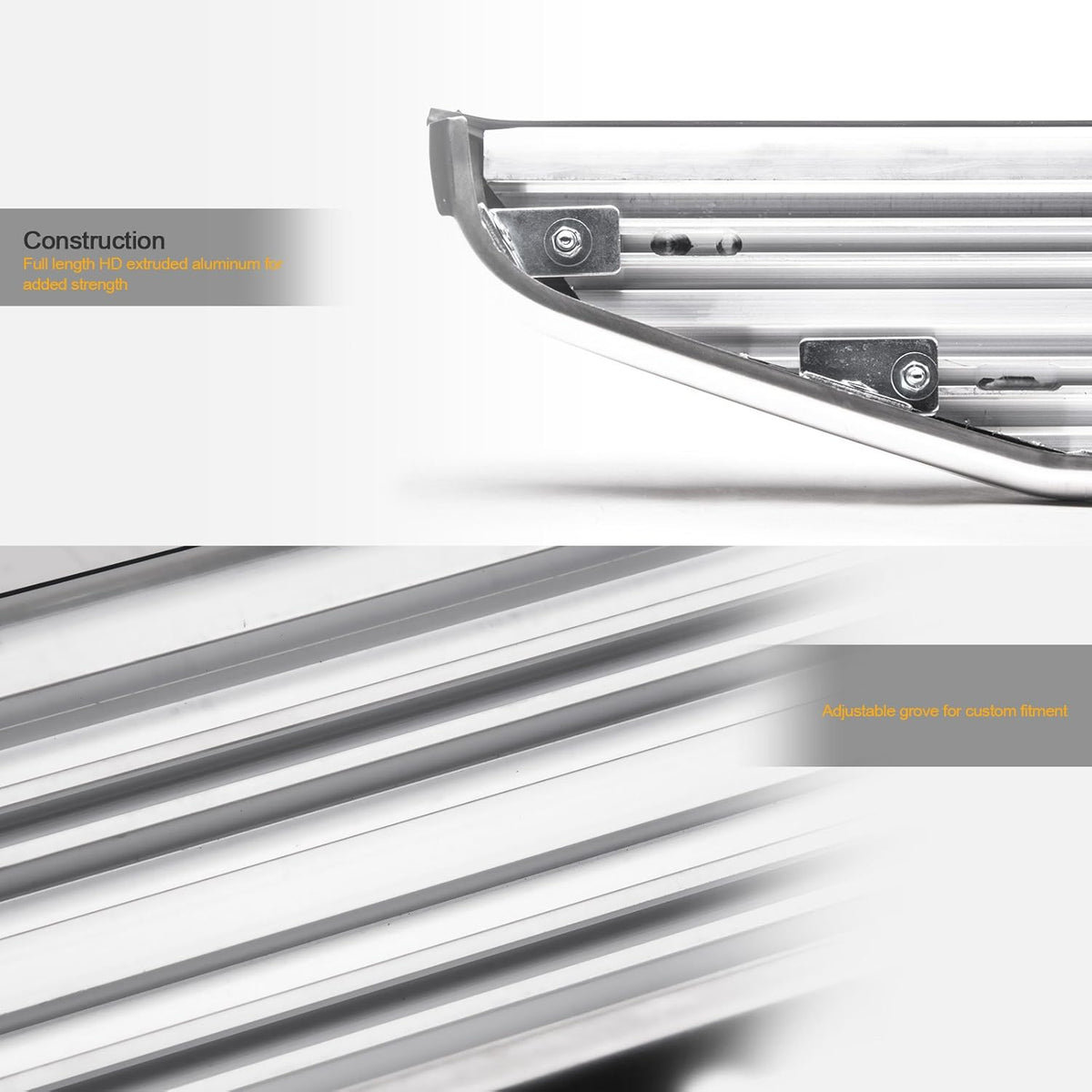 Black Aluminum Running Boards with Chrome Trim S83771