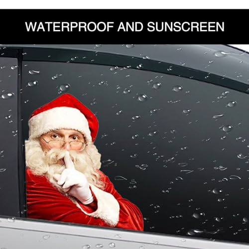 2 PCS Santa Claus Car Window Stickers, 8.6In x 11.8In Waterproof PVC Single-Transparent Vehicle Decals Q9074