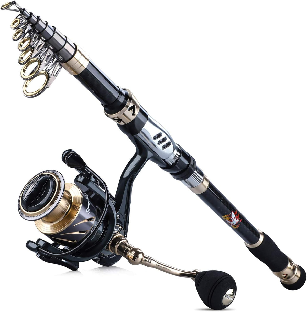 Fishing Rod and Reel Combos, Telescopic Spinning Reel Set, Pack of 2 H9820