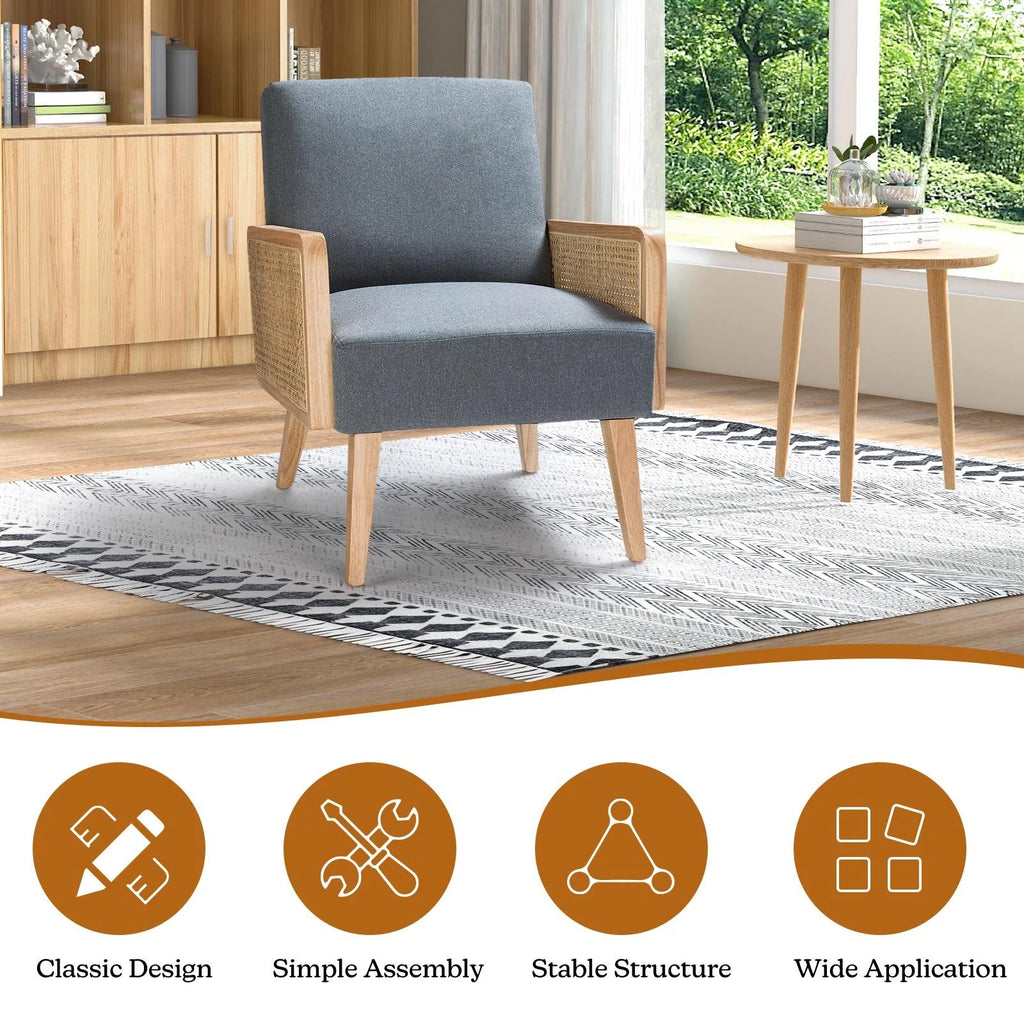 Blue Fabric Upholstered Wooden Accent Chair H57016