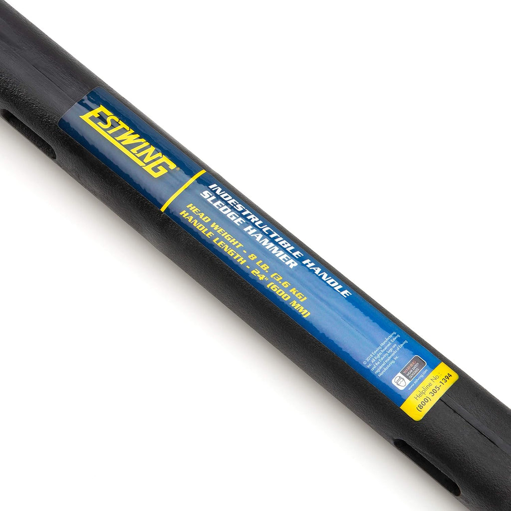 8-Pound Hard Face Sledge Hammer with Vulcanized Rubber Overlay W926838