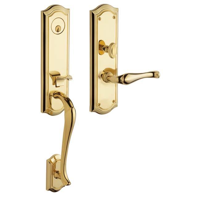 Satin Brass and Black Left Hand Single Cylinder Mortise Entry Handleset Z487