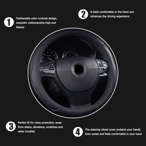 Leather Car Steering Wheel Cover, 14.5-15 Inch Universal H452699