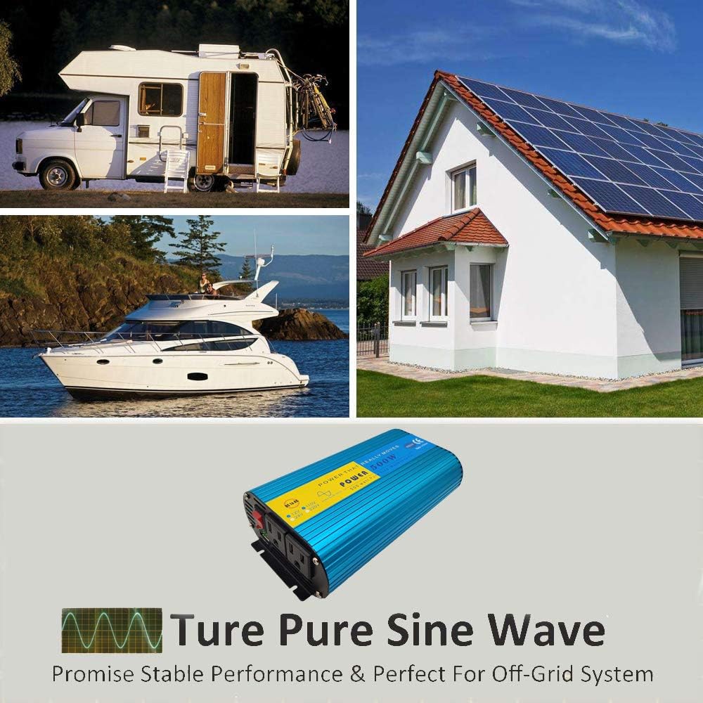 500W Pure Sine Wave Power Inverter DC 12V to AC 110V with 2.1A USB Charging Port and 2 AC Outlets, Pack of 2 H319790