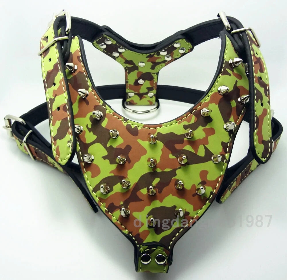 Spiked Studded Leather Dog Harness Q36108