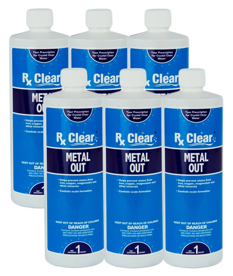 1 Quart Bottle 6 Pack Pool Spa Metal Out Chemical M4217