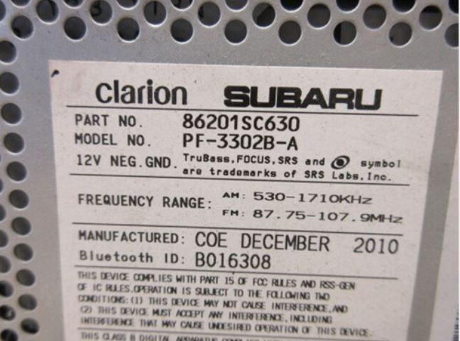 11 2011 Subaru Forester AM FM CD HD Radio Receiver T8123
