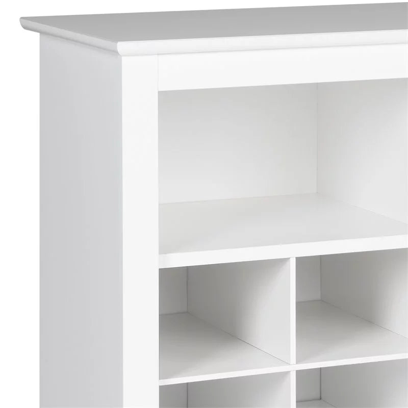 White 36 Cubby Engineered Wood Shoe Cubby Console S151