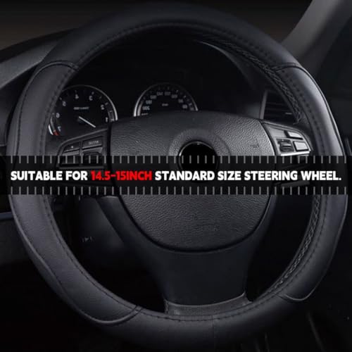 Leather Car Steering Wheel Cover, 14.5-15 Inch Universal H452699