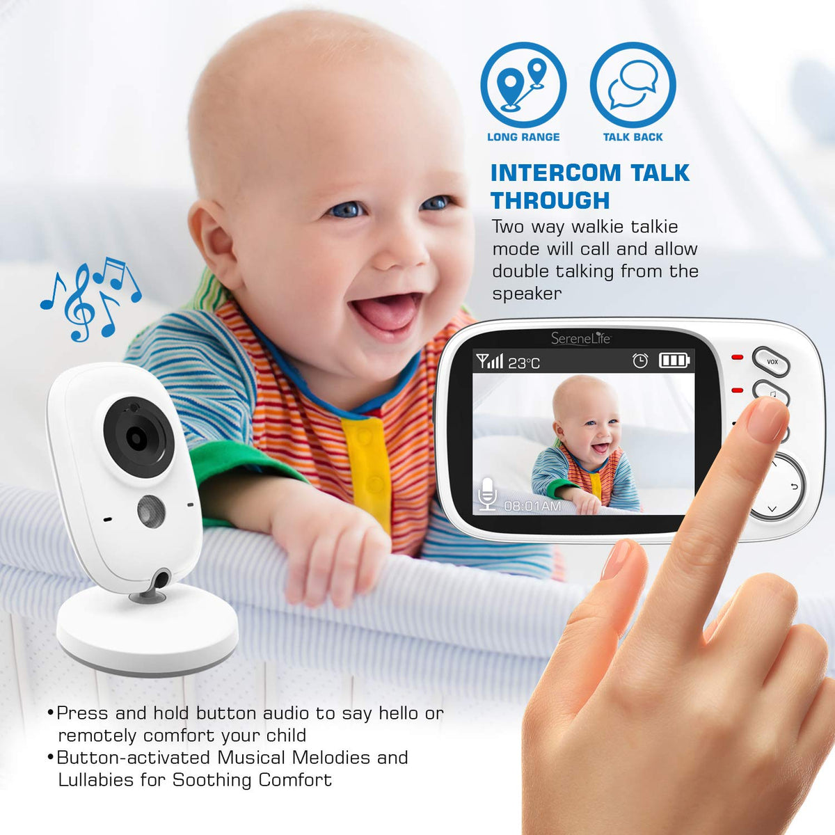 Video Baby Monitor Night Vision Temperature Monitoring Portable 2” Color Screen U10241