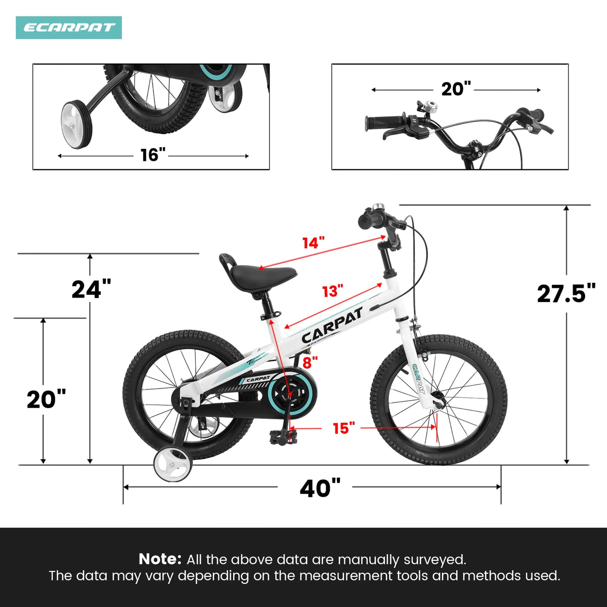 14 16 Inch Toddler Bike with Training Wheels M97553